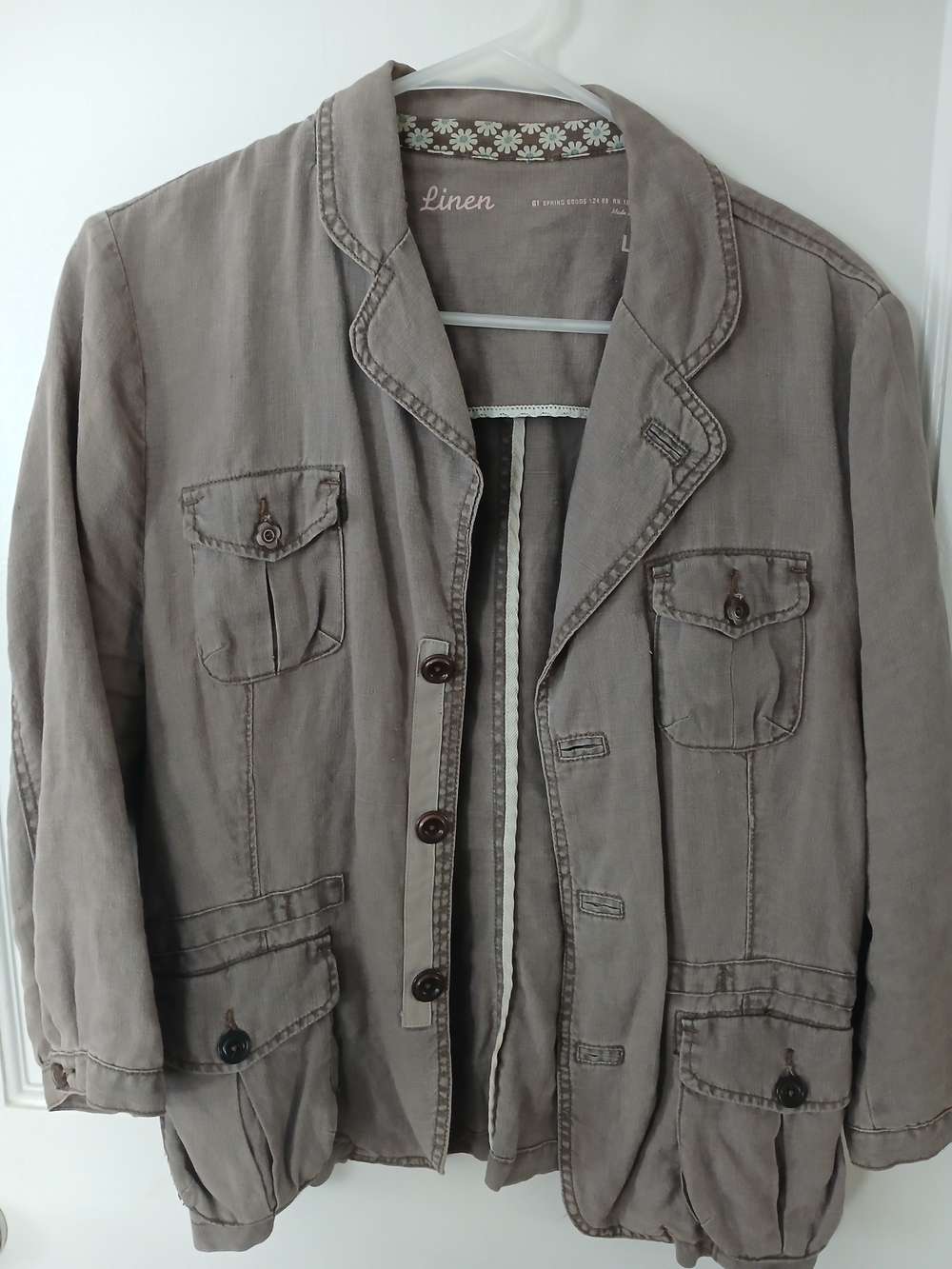 Taupe 100% Linen CARGO BLAZER